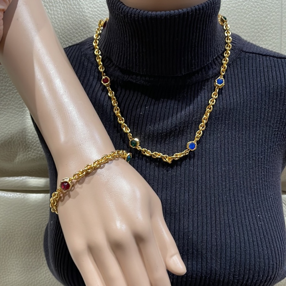 Vintage Chain Necklace and Bracelet set